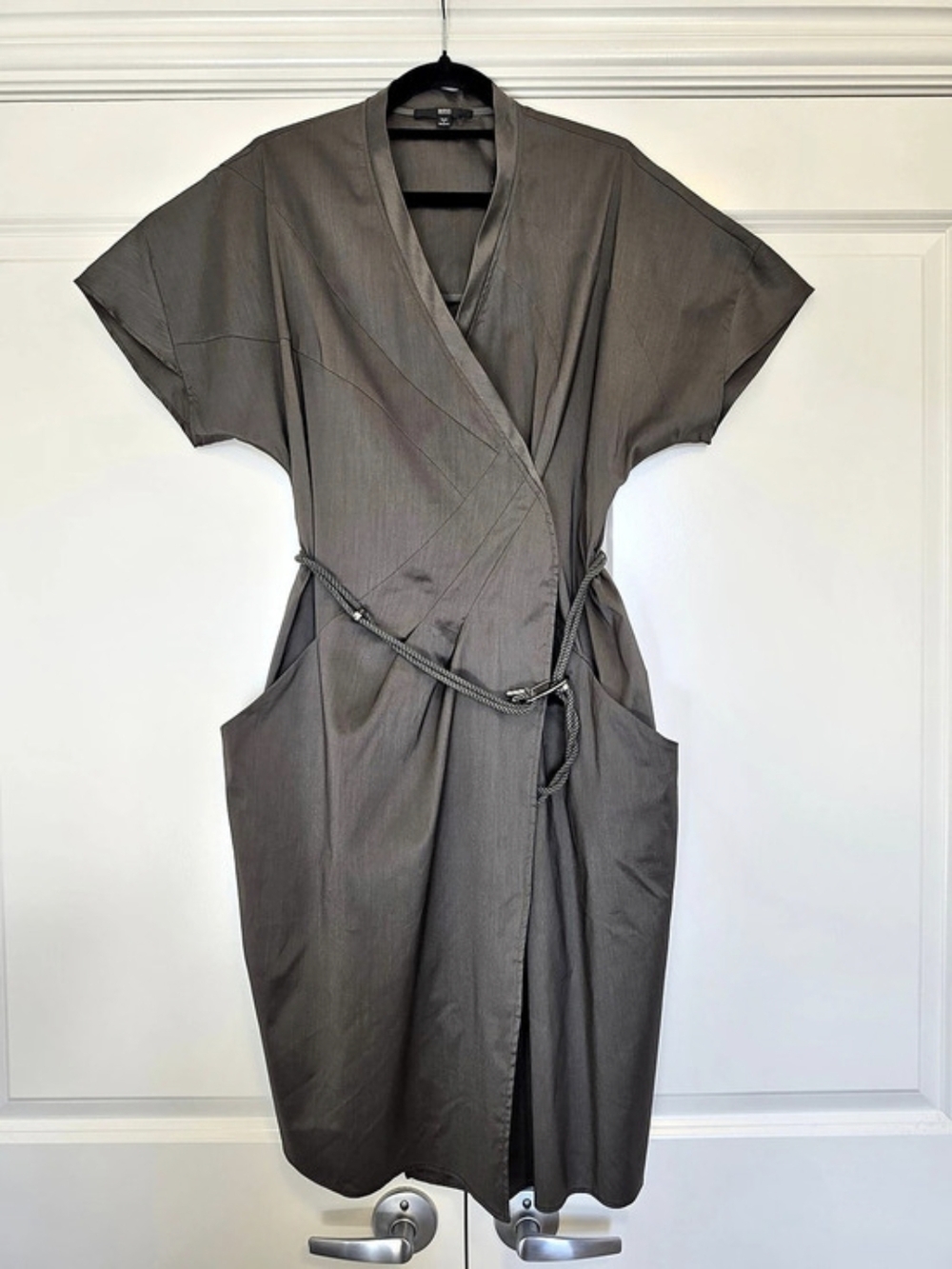 BOSS HUGO BOSS COTTON BLEND BELTED MIDI DRESS US 8